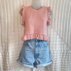 Zara Pink Ruffle Knit Top